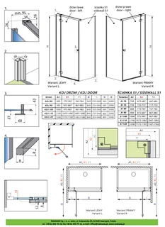 Дверь, Radaway, Essenza KDJ, шв 800*2000, петли-справа, никель брашированный, цвет стекла-прозрачный, Easy Clean — изображение 1