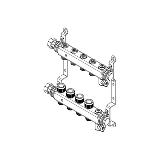 Гребенка, Multidis SHR, 4 выхода, 1"x 3/4" ЕК, PN 10, нержавеющая сталь, с регулирующими вентильными вставками — изображение 1