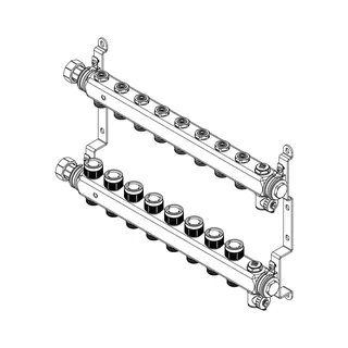 Гребенка, Multidis SHR, 8 выходов, 1"x 3/4" ЕК, PN 10, нержавеющая сталь, с регулирующими вентильными вставками — изображение 1