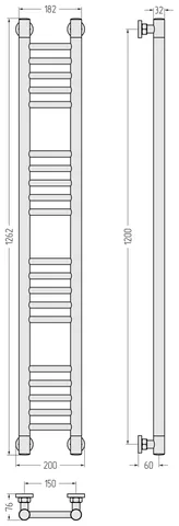 Полотенцесушитель, Сунержа, Богема +, прямая, шгв 200*76*1262, цвет-тёмный титан муар — изображение 1