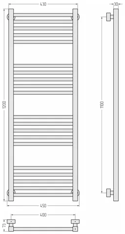 Полотенцесушитель, Сунержа, Модус PRO, шгв 450*73*1200, цвет-тёмный титан муар — изображение 1