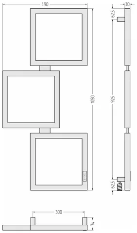 Полотенцесушитель, Сунержа, Этюд ES, шгв 490*74*1050, справа, цвет-тёмный титан муар — изображение 1