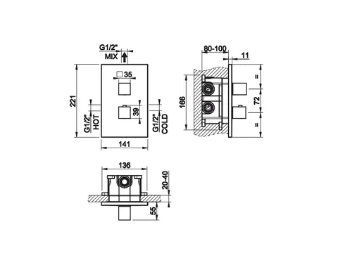 Смеситель для душа, Gessi, Rettangolo, цвет-Black XL — изображение 1