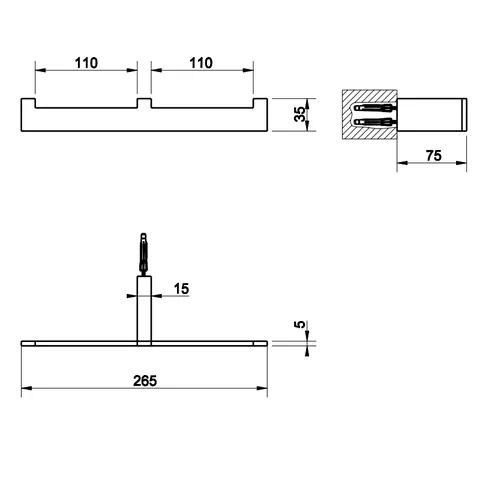 Полотенцедержатель, Gessi, Rettangolo, шгв 265*75*35, цвет-Finox Brushed Nickel — изображение 1