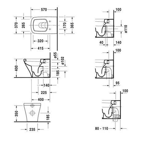 Унитаз, Duravit, Durastyle, приставной, шгв 370*575*400, цвет-белый — изображение 1