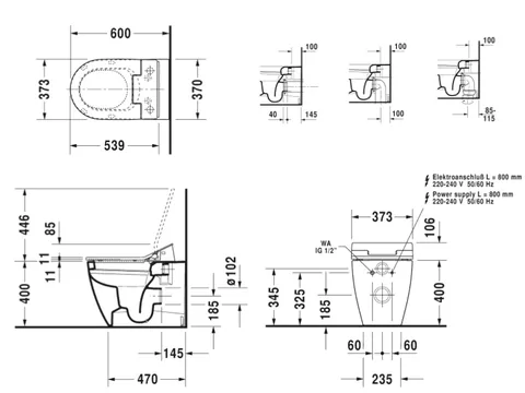 Унитаз, Duravit, ME by Starck, приставной, шгв 370*600*400, белый — изображение 1