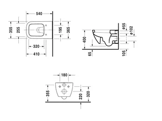 Унитаз, Duravit, Happy D.2, подвесной, шгв 365*540*335, HygieneGlaze, цвет-белый — изображение 1