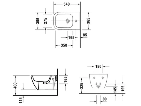 Биде, Duravit, Happy D.2, подвесной, шгв 355*540*285, цвет-Anthracite Matt — изображение 1