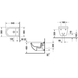 Биде подвесное, Duravit, Starck 3, шгв 365*540*335, цвет-белый — изображение 1