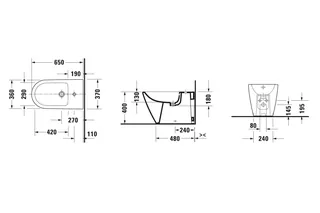 Биде, Duravit, D-Neo, напольный, шгв 370*650*400, цвет-белый — изображение 1