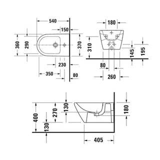 Биде, Duravit, D-Neo, подвесной, шгв 370*540*270, цвет-белый — изображение 1