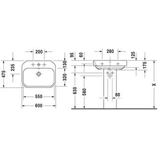 Раковина, Duravit, Happy D.2, шгв 600*475*175, цвет-белый — изображение 1