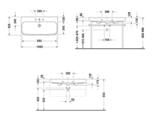 Раковина, Duravit, Happy D.2, шгв 1000*505*170, отверстия для смесителя-1, цвет-белый — изображение 1