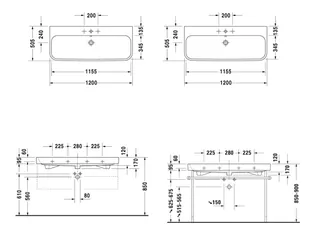 Раковина, Duravit, Happy D.2, шгв 1200*505*170, отверстия для смесителя-1, цвет-белый — изображение 1