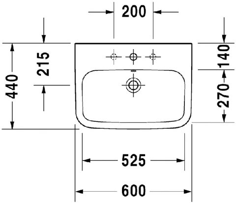 Раковина, Duravit, Durastyle, шгв 600*440*170, цвет-белый — изображение 2