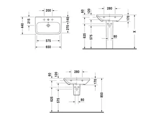 Раковина, Duravit, Durastyle, шгв 650*440*170, отверстия для смесителя-1, цвет-белый — изображение 1