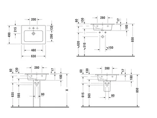 Раковина, Duravit, ME by Starck, шгв 630*490*180, отверстия для смесителя-отсутствуют, цвет-белый — изображение 1