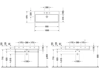 Раковина, Duravit, Vero Air, шгв 1000*470*170, отверстия для смесителя-отсутствуют, цвет-белый — изображение 1