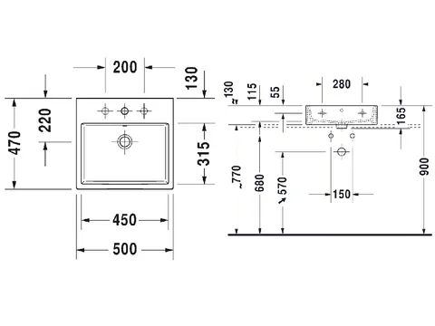 Раковина, Duravit, Vero Air, шгв 500*470*165, цвет-белый — изображение 1