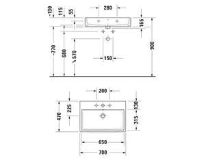 Раковина, Duravit, Vero Air, шгв 700*470*165, отверстия для смесителя-1, цвет-белый — изображение 1