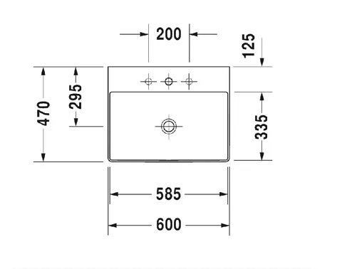 Раковина, Duravit, DuraSquare, шг 600*470, цвет-белый — изображение 1