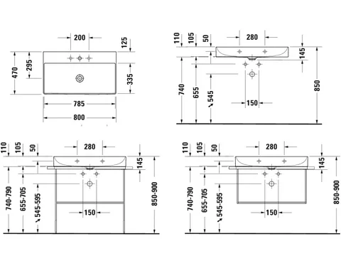 Раковина, Duravit, DuraSquare, шгв 800*470*145, цвет-белый — изображение 1