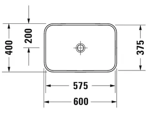 Раковина, Duravit, Happy D.2 Plus, шгв 600*400*165, отверстия для смесителя-отсутствуют, цвет-антрацит матовый (Anthracite matt) — изображение 1
