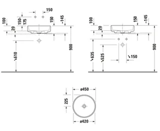 Раковина, Duravit, Balcoon, шгв 450*450*145, отверстия для смесителя-отсутствуют, DuraShield, цвет-белый матовый — изображение 1