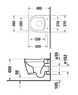 Унитаз, Duravit, ME by Starck, подвесной, шгв 370*480*350, цвет-белый — изображение 1