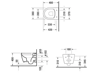 Унитаз, Duravit, ME by Starck, подвесной, шгв 370*480*350, HygieneGlaze, цвет-белый — изображение 1