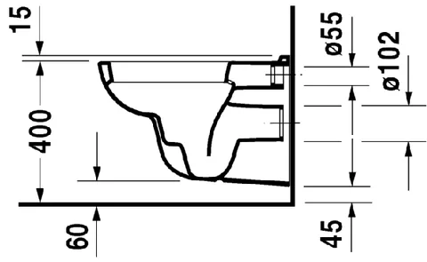Унитаз, Duravit, D-Code, подвесной, шгв 355*545*340, цвет-белый (стар.арт 2535090000) — изображение 3