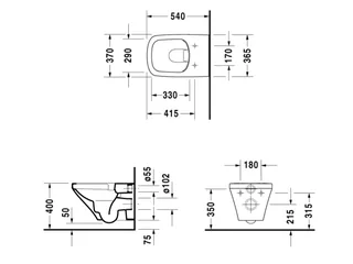 Унитаз, Duravit, Durastyle, подвесной, шгв 370*540*350, HygieneGlaze, цвет-белый — изображение 1