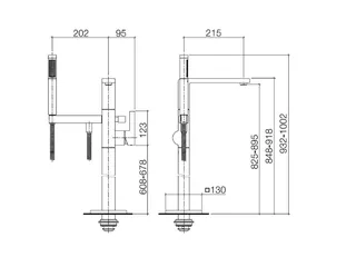 Смеситель для ванны и душа, Dornbracht, Lulu, напольный, цвет-хром — изображение 1