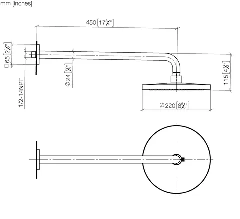 Верхний душ, Dornbracht, Series specific, 220*220, цвет-платина сатинированная — изображение 1