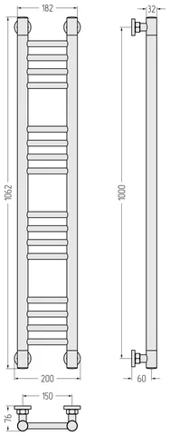 Полотенцесушитель, Сунержа, Богема +, прямая, шгв 200*76*1062, цвет-белый матовый — изображение 1