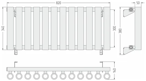 Радиатор, Сунержа, Кумир-0, 300x820-12, цвет-белый матовый, 1/2" — изображение 1