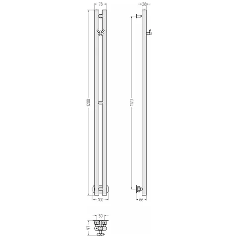 Полотенцесушитель, Сунержа, Нюанс PRO, шгв 100*97*1200, нижнее/вертикальное, цвет-белый матовый — изображение 1