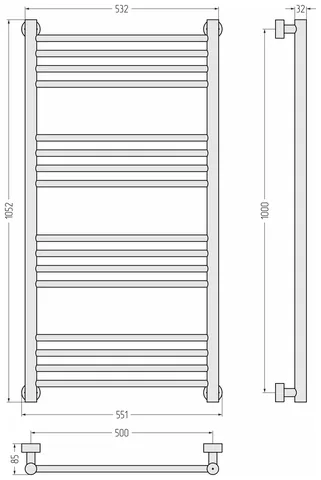Полотенцесушитель, Сунержа, Богема PRO, шгв 551*85*1052, цвет-белый матовый — изображение 1