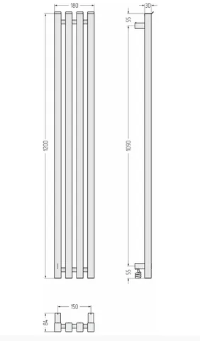 Полотенцесушитель, Сунержа, Сатерленд 4.0, шгв 180*84*1208, нижнее слева, цвет-белый матовый — изображение 1