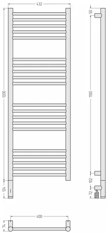 Полотенцесушитель, Сунержа, Богема 3.1, прямая, шгв 432*74*1324, нижнее слева, МЭМ, цвет-белый матовый — изображение 1