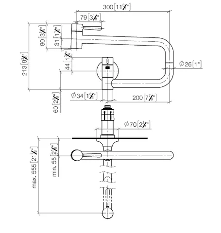 Кран для воды, Dornbracht, Vaia, POT FILLER, холодная вода, цвет-латунь — изображение 1