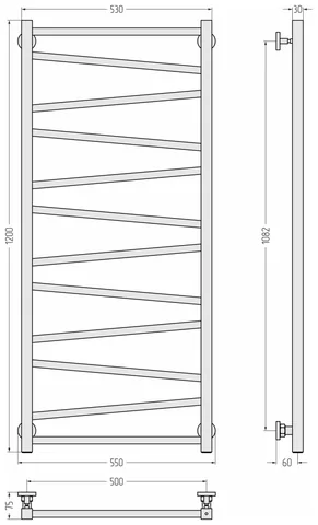 Полотенцесушитель, Сунержа, Сирокко, шгв 550*75*1200, цвет-чёрный матовый — изображение 1