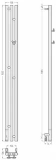 Полотенцесушитель, Сунержа, Терция 3.0, шгв 138*74*1500, нижнее слева, МЭМ, цвет-черный матовый — изображение 1