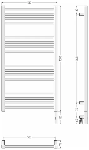 Полотенцесушитель, Сунержа, Модус 3.1, шгв 530*75*1120, справа, МЭМ, цвет-черный матовый — изображение 1