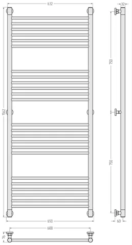 Полотенцесушитель, Сунержа, Богема +, прямая, шгв 650*76*1562, цвет-золотой шёлк — изображение 1