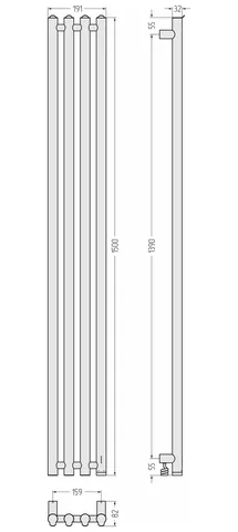 Полотенцесушитель, Сунержа, Кантата 4.0, шгв 191*82*1507, нижнее справа, цвет-золотой шёлк — изображение 1