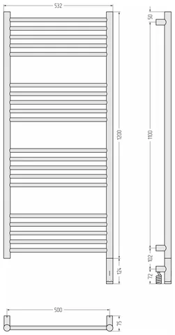 Полотенцесушитель, Сунержа, Богема 3.1, прямая, шгв 532*74*1324, нижнее справа, МЭМ, цвет-золотой шёлк — изображение 1