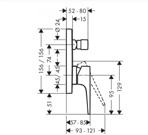 Смеситель для душа, Hansgrohe, Metropol, на 2 потребителя, цвет-черный матовый — изображение 1