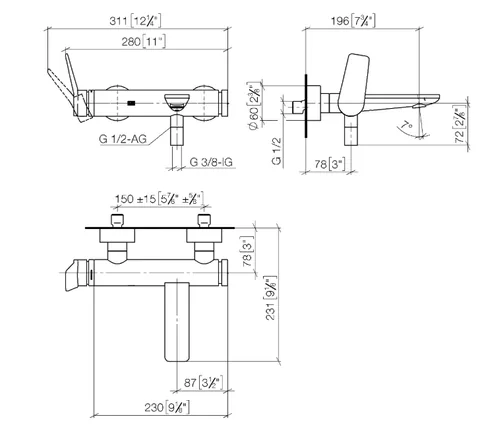 Смеситель для ванны и душа, Dornbracht, Lissé, цвет-хром — изображение 1