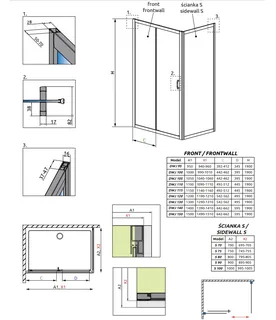 Боковая стенка, Radaway, Premium Plus, шв 800*1900, хром, цвет стекла-фабрик (крапинка), Easy Clean — изображение 1